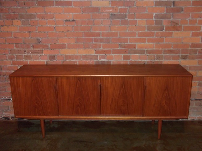 Exceptional Danish credenza by Axel Christiansen Odder circa 1960's - lovely design details and what a gorgeous patina - and the quality craftsmanship is outstanding - the body has all secondary woods - this beauty measures: 79"L x 18"D x 31.5"H - $1850