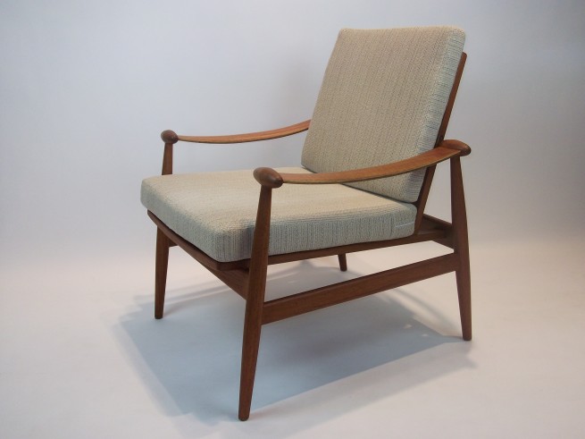 Spectacular Mid-century teak easy chair designed by Finn Juhl for France & Son - Denmark - A true Danish Classic - newly refinished frame - upholstery is neutral but could easily be redone to go with your current decor - very comfortable - (SOLD)