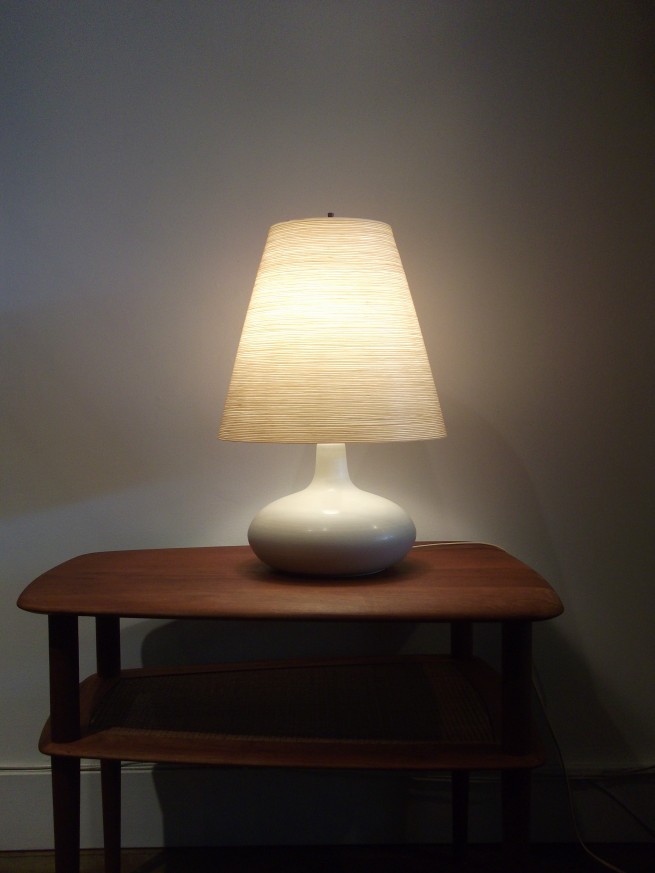 Gorgeous Vintage Off White Ceramic lamp by Lotte & Gunnar Bostlund - comes with it's original fiberglass shade - this beauty stands - 20"H - (SOLD)