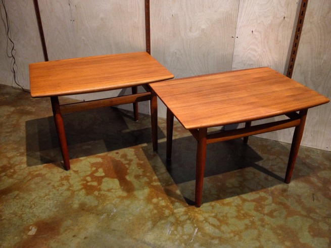 Gorgeous Pair of 1960's teak end tables - Designed by Grete Jalk for Glostrup - Made in Denmark - stunning new finish - $700/pair