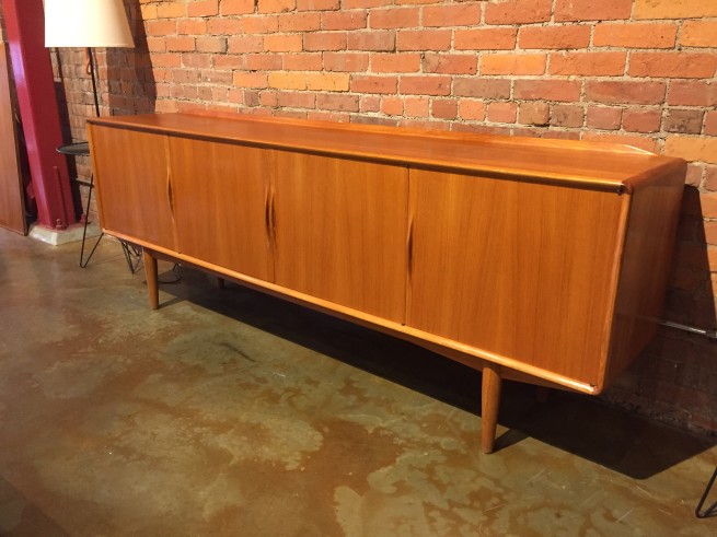 Exceptional 1960's Scandinavian Modern teak credenza designed by Alf Aarseth for Gustav Bahus - Made in Norway - impressive in quality, design and size - perhaps the statement piece you have been looking for - * note this piece does have 2 dark marks on top where the hutch originally sat - could be re-finished to look much much better - sold as it is- 87"L x 17.25"D x 31.5"H - $2,350