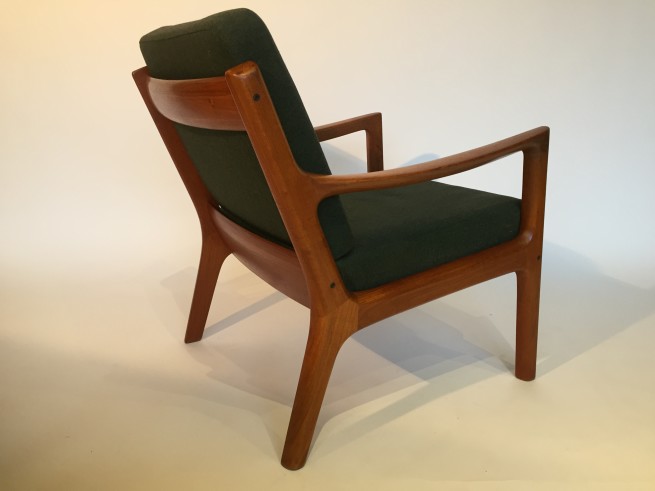 Incredible Scandinavian Modern teak easy chair designed by Ole Wanscher for France & Son - part of the "senator series" - beautiful design - the frame is stunning as is the original deep dark green wool - original box spring cushions - $1,700 - check out the matching 4 seater sofa