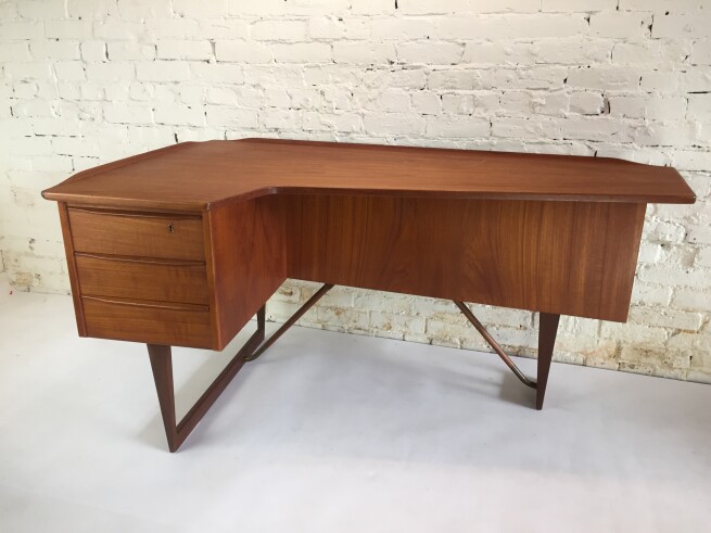 Handsome danish desk designed by Peter Lovig, stamped 1965.This desk looks great from every angle! (SOLD)
