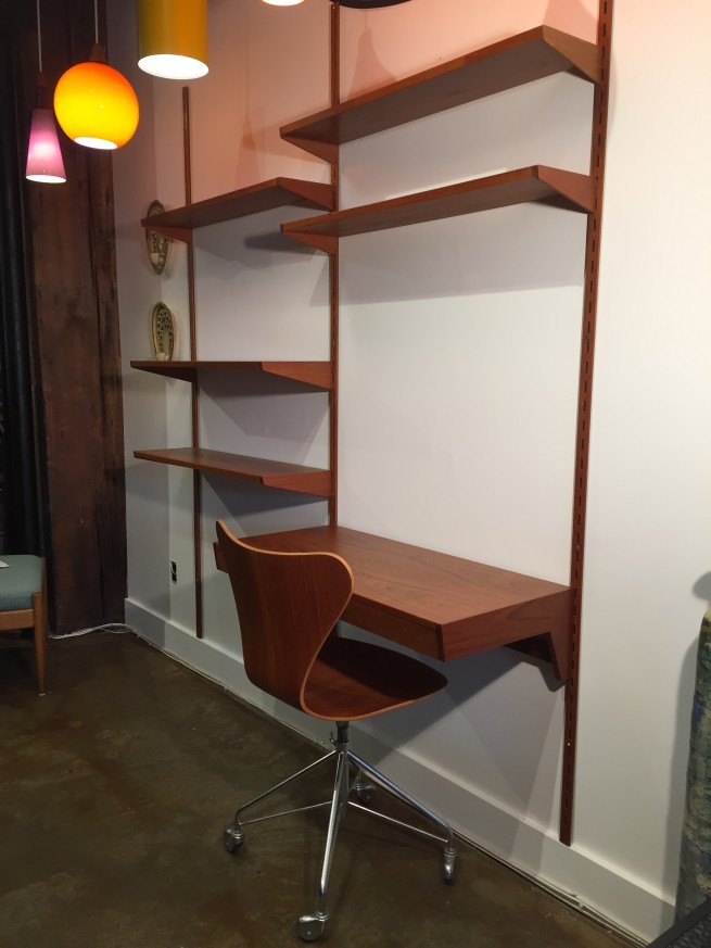 1960's double bay "cado " wall system designed by Kai Kristiansen for Fm furniture - Made in Denmark - incredible vintage condition - adjust to suit - perfect for your living room and /or home office - 68.5"W x 16"D x 78.75"H - $1275