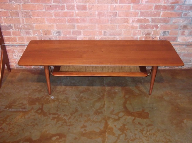 Solid teak 2 tier coffee table designed by the Dynamic Danish duo Peter Hvidt & Orla Molgaard for France & Son - excellent condition - 5ft L x 19.75"D x 15.75"H - $925