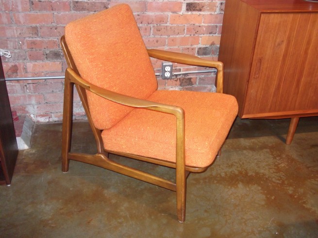 Spectacular Early Mid-century Beech lounge chair designed by husband & wife team - Tove & Edvard Kindt -Larsen- manufactured by France & Daverkosen - all original (with the spring box cushion, that is oh so comfortable ) -**note some fading on the back of the cushions - 3 chairs available - $700 each