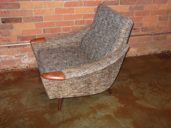 Outstanding 1950's Scandinavian easy chair - upholstered in a gorgeous quality fabric - these beauties are in excellent condition and would make an amazing addition to any Mid-century or Modern home - $(SOLD)