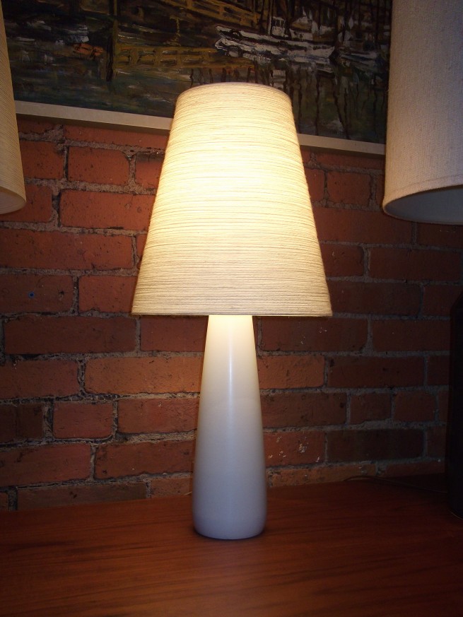 Lovely Classic white ceramic lamp w/original shade - designed by Lotte & Gunnar Bostlund - this beauty stands 25" - (SOLD)