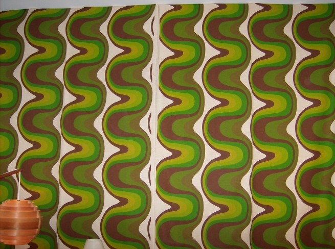 Mind blowing Verner Panton style vintage fabric - designer at this point unknown - super quality - I believe silk screen on linen -  no fading -  $40 per yard 