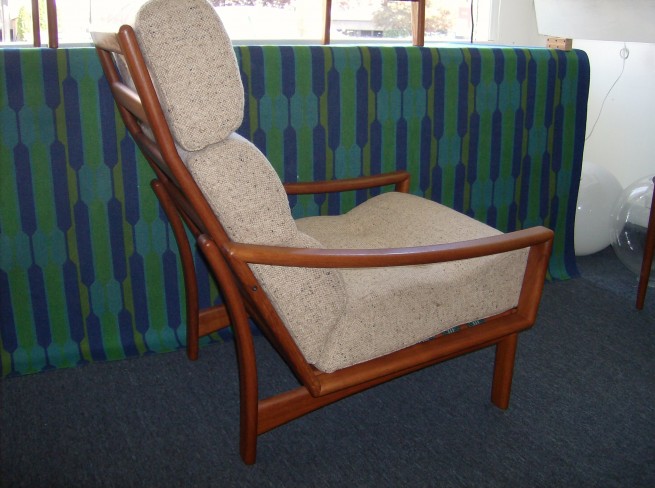 Incredible Danish teak high back lounge chair manufactured by Glostrup - Denmark - spectacular design and incredible craftsmanship - super solid - comes with the original cushions in great condition - unbelievably comfortable - $550