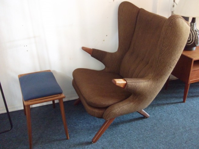 A Danish classic - Wegner inspired "Papa Bear" chair - but a classic in it's own right - designed by Svend Skipper - 1956 - incredibly comfortable - good vintage condition - however the backrest could use a re-foaming, otherwise she's a beauty - chair and otto - (SOLD)