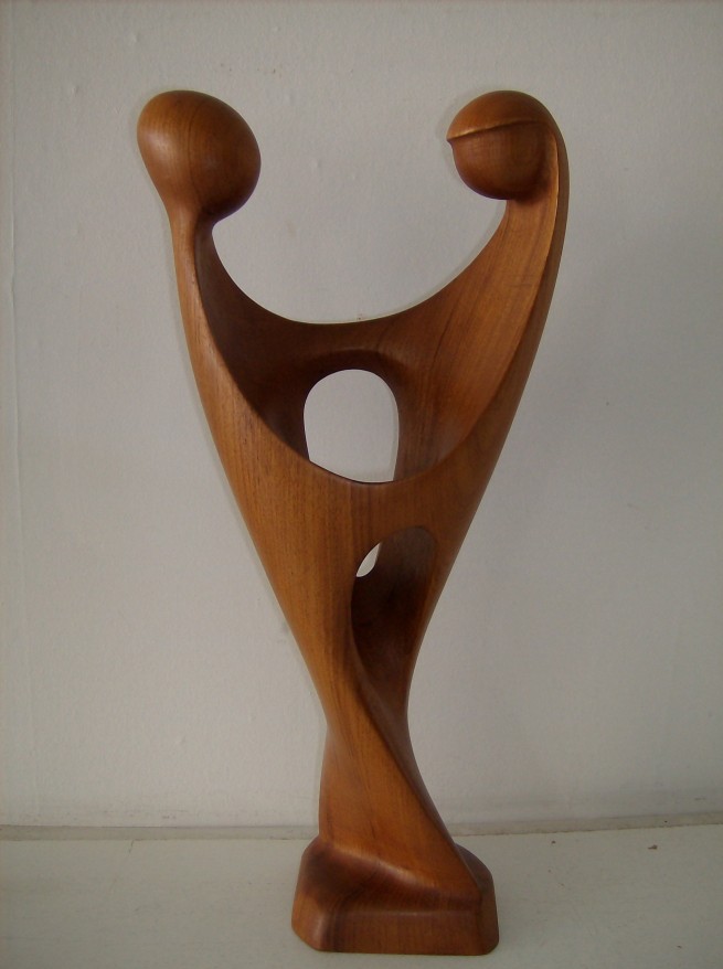 Gorgeous Mid-century modern teak sculpture - made in Denmark by Randers Mobelfabrik - design Simon - signed at base - this gorgeous piece stands - 15"H x 7.5"W - (SOLD)