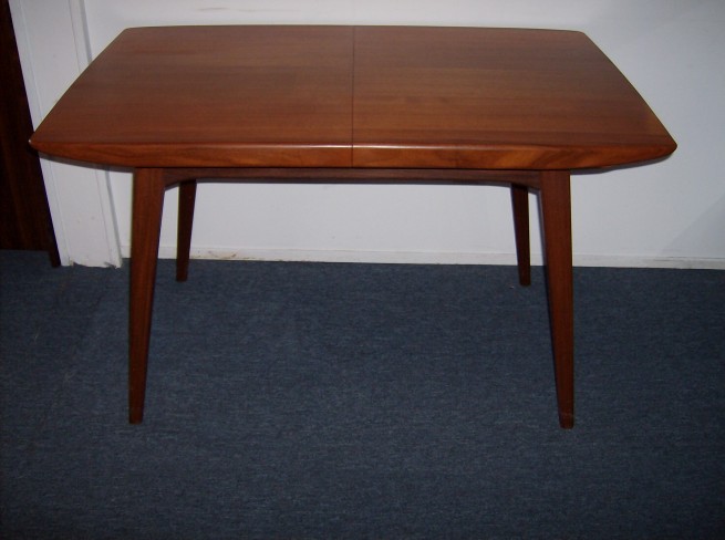 Fantastically unique Mid-century modern teak dining table w/butterfly leaf designed by Louis V. Teeffelen - for Webe furniture - Holland - circa - 1960's - best quality Dutch furniture company at that time - GORGEOUS - professionally refinished top/leaf - measures - 46.5"L x 29.5"D x 29"H - add another 14" for the leaf - (SOLD)