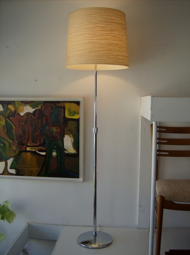Original RARE Mid-century Lotte & Gunnar Bostlund adjustable floor lamp with the original fiberglass shade with spun yarn - this lamp is an old Boslund Industries Inc catalogue dated 1976 - WOW - this beauty is in great condition and stands 63.5"H - (SOLD)