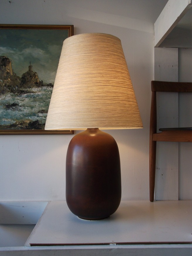 Incredible vintage original ceramic lamp with it's original fiberglass and yarn shade - created by Lotte and Gunnar Bostlund - the picture says it all - GORGEOUS - stands 33" tall - (SOLD)
