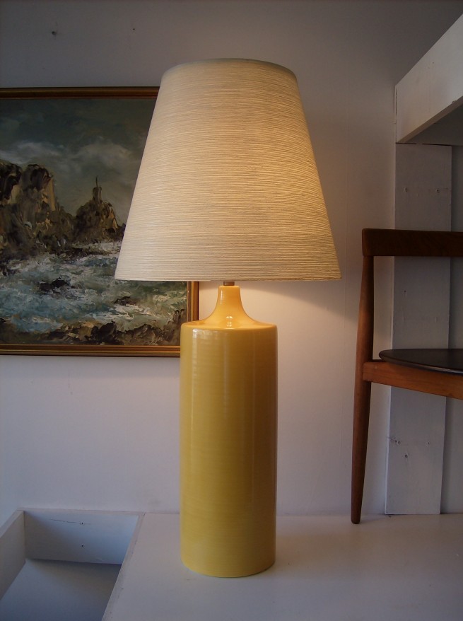 Outstanding Mid-century Lotte & Gunnar Bostlund ceramic lamp with the original shade - it sure makes a statement - absolutely stunning!! - stands - 39"tall - $395