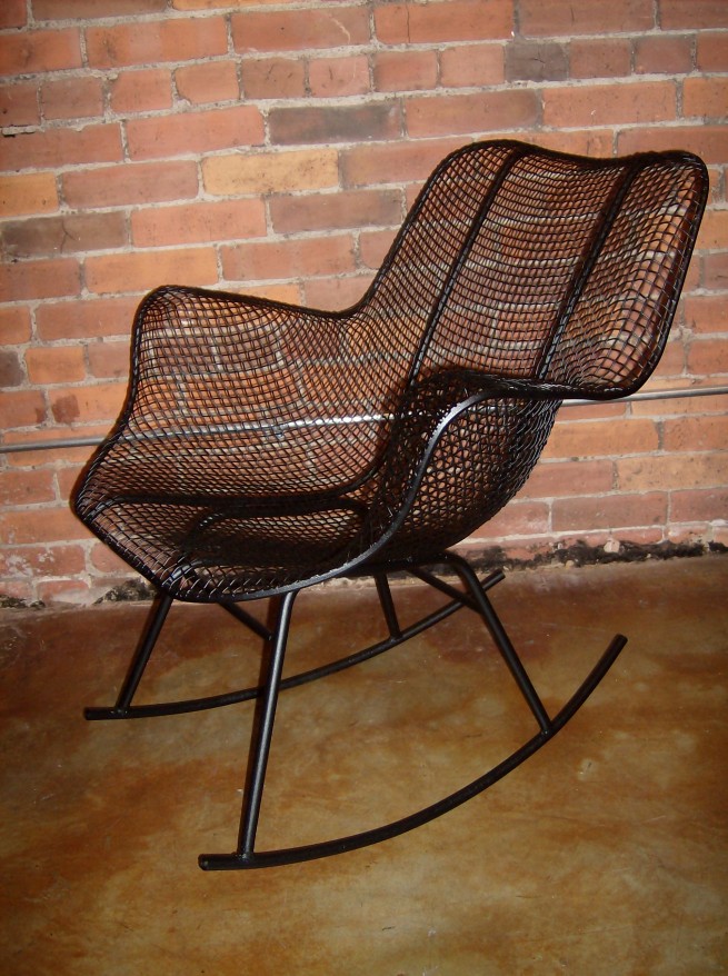 1950's wire mesh rocking chair by Russell Woodard Sculptura series - professionally restored to last another 60 years $675